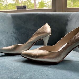 Stuart Weitzman Gold Heels with Metallic Finish